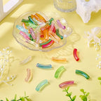 50 pcs Acrylic Tube Beads for Jewelry Making Rainbow Bangle Acrylic Beads Two Tone Curved Chunky Tube Bead for Bracelets Earring Crafts - color: Mixed Color-5