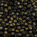 Yochus 1000pcs Black Round Acrylic Alphabet Beads 4x7mm Gold Letter A-Z Beads for Jewelry Making and DIY Bracelets, Necklaces, Key Chains - color: Black/Gold, size: 4x7mm