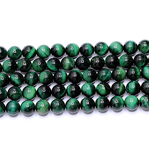 Natural Gemstone Loose Beads Smooth Round Approxi 15 inch DIY Bracelet Necklace for Jewelry Making (8mm, Green Tiger Eye) - color: Green Tiger Eye, size: 8mm