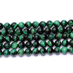 Natural Gemstone Loose Beads Smooth Round Approxi 15 inch DIY Bracelet Necklace for Jewelry Making (8mm, Green Tiger Eye) - color: Green Tiger Eye, size: 8mm