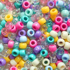 Pool Party Mix Plastic Pony Beads, Made in The USA, 6 x 9mm, Plastic Beads for Jewelry Making, Banners, Concert Festival Bracelets, Necklaces, Art & Fashion, Bulk 700 Beads