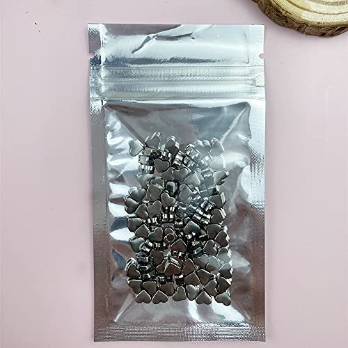 100 Pcs Heart Shape Spacer Beads Small Hole Spacer Beads Metal Loose Beads for Making Bracelet Necklace Earring Accessories DIY Handmade Craft (Gun Black) - color: Gun black