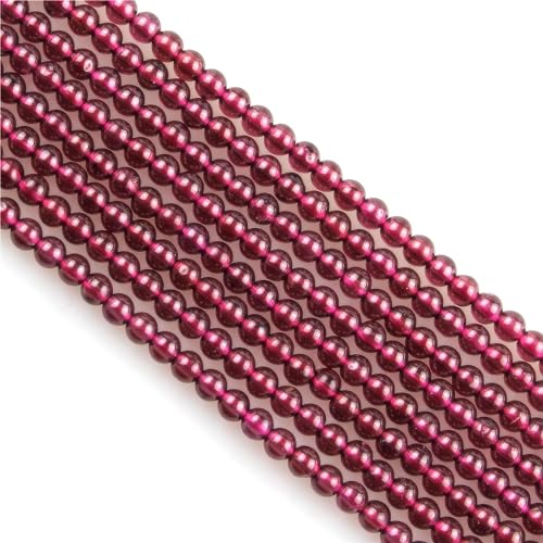 MJDCB 320pcs Natural Small Stone Beads 2mm Red Garnet Round Smooth Loose Gemstone Bead for Jewelry Making Bracelets Earrings Necklaces Accessories - color: Red Garnet