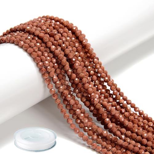 AD Beads Natural Gemstone Diamond-Cut Micro-Faceted Round Tiny 4mm Small Round for DIY Necklace Jewelry Making Beads (Gold Sand) - color: Gold Sand