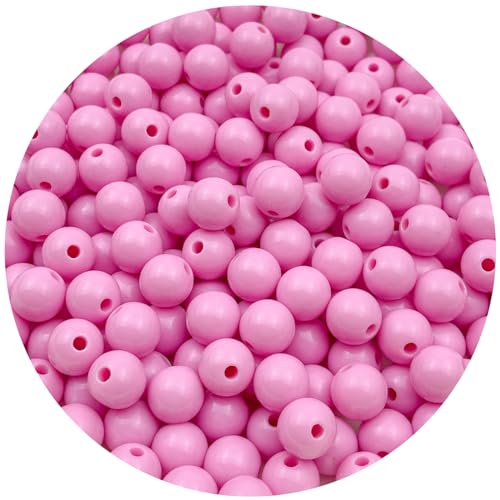 200Pcs 10MM Acrylic Round Pastel Beads Candy Color Spacer Beads Plastic Resin Beads for Necklace and Bracelet Making Crafting Supplies(308 - Pink) - color: 308 - Pink, size: 10MM