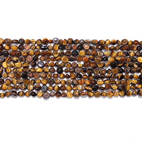 BEADIA Irregular Natural Tiger Eye Stone Loose Semi Gemstone Beads for Jewelry Making 5-8mm 38cm - color: Tiger Eye, size: 5-8mm 38cm