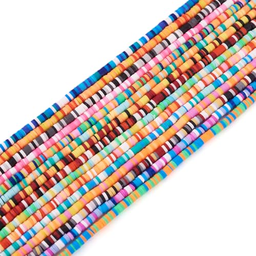 Elecrelive 15 Colors Clay Bead Strands 3mm Polymer Vinyl Heishi Beads Friendship Bracelet Kit Chip Disk Flat Round Spacers for Chocker Necklace Earring DIY Crafts - color: 15 Colors