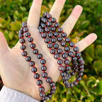 Adabele Premium 108 Mala Beads Malas Necklace - Natural Healing Gemstone Tibetan Buddhist Japa Prayer Meditation Reiki Chakra Stone Quartz Rock Women Men Jewelry - style: Dark Garnet