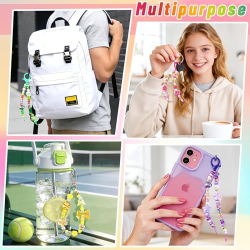 TOHONGADON 883 PCS Bead Keychain Making Kit, Colorful Bead Keychain Kits, DIY Bag Charm Kit, with Video Manual Gift Bags, Perfect for Gifts Party Festival Family Activity - color: 883 Pcs Beads