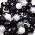 106 Pcs 20mm Beads for Pens Making with Rondelle Spacer Beads Black White Acrylic Focal Bubblegum Bead Crystal Round Sparkly Chunky Bead for Pens Beadable Keychain DIY Craft Jewelry Making Supplies - color: Black White