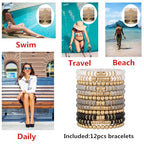 12pcs Friendship Bracelets Beaded Bracelets Heishi Bracelet Cute Bracelets Stack Vinyl Clay Disc Bead Surfer Stretch Summer Beach Bracelets For Women Preppy Bracelets - color: B-color 3