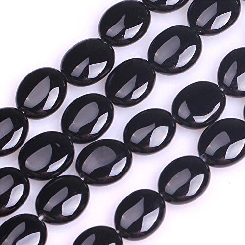 JOE FOREMAN 8x10mm Black Agate Semi Precious Gemstone Oval Loose Beads for Jewelry Making DIY Handmade Craft Supplies 15" - color: 8x10mm/oval black agate