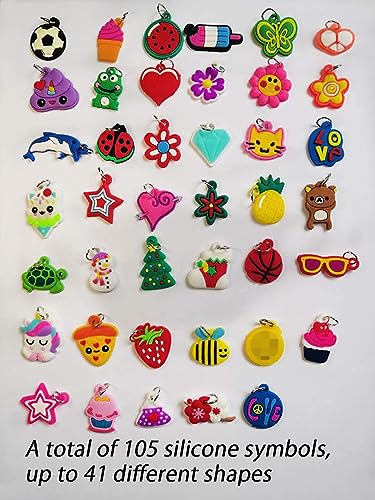 NYKKOLA Rubber Loom Band Charm, Silicone Bracelet Charms,Loom Rubber Bands Charms,Bracelet Pendant, 105pcs