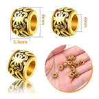 BronaGrand 100pcs Antique Gold Large Hole Spacer Beads Tibetan Alloy Column Barrel Beads with Nice Patterns Loose Charm Beads for European Charm Snake Chain Bracelet Jewelry Making - color: Gold