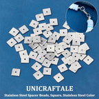 UNICRAFTALE 200pcs 8mm Square Spacer Beads Stainless Steel Loose Beads Metal Small Hole Spacer Beads Smooth Surface Beads Finding for DIY Bracelet Necklace Jewelry Making Craft, Hole 0.5mm - color: Square, size: 8mm