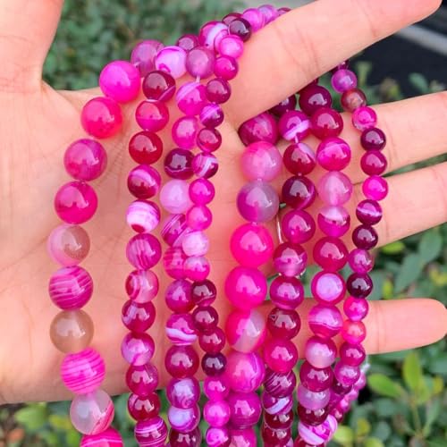 90pcs Adabele AAA Natural Banded Fuchsia Red Agate Healing Gemstone 4mm (0.16 inch) Small Round Loose Beads Gem Stone Spacer GC5-4 - color: Banded Fuchsia Red Agate, size: 4mm (90pcs/1 Strand)