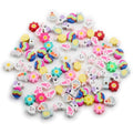 100 Pcs Colorful Easter Polymer Clay Beads Mixed Bunny & Egg Soft Heishi Spacer Beads Supplies for DIY Bracelet Earring Necklace Jewelry Making - color: Easter