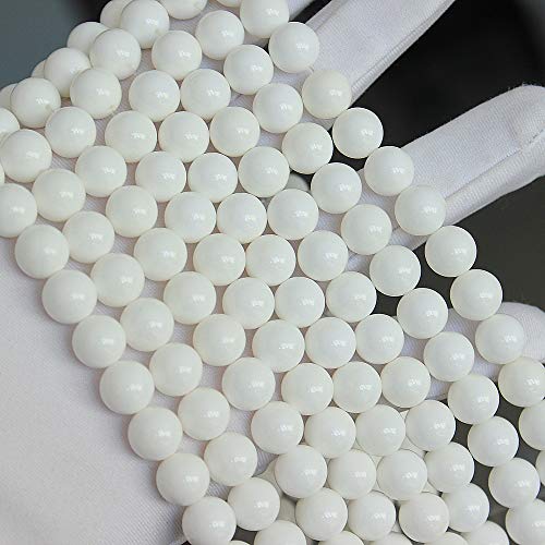 MJDCB 7A Natural Deep Sea White Shells Round Stone Beads for Jewelry Making DIY Bracelet Necklace (12mm) - color: Deep Sea White Shells, size: 12mm