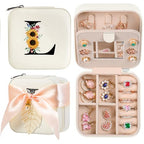 AYGXU Travel Jewelry Box for Women and Girls - Small Case With Initial A-Z - Teacher Gifts - color: white, size: L