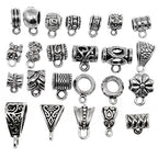 RUBYCA 96Pcs Mix Tibetan Silver Color Connectors Bails Beads fit European Charm Bracelet Pendant - color: Tibetan Silver