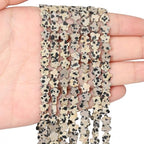 Songxi 60pcs 6mm Dalmatian Plum Blossom Natural Stone Beads for Jewelry Making, Smooth Loose Flower Shape Gemstone Beads for Bracelets Necklace Earrings Making Supplies ﻿ - color: Dalmatian