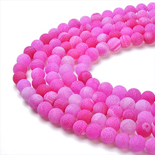 Natural Gemstone Loose Beads Matte Approxi 15.5 inch DIY Bracelet Necklace for Jewelry Making (8mm, Pink Frosted Agate) - color: Pink Frosted Agate, size: 8mm