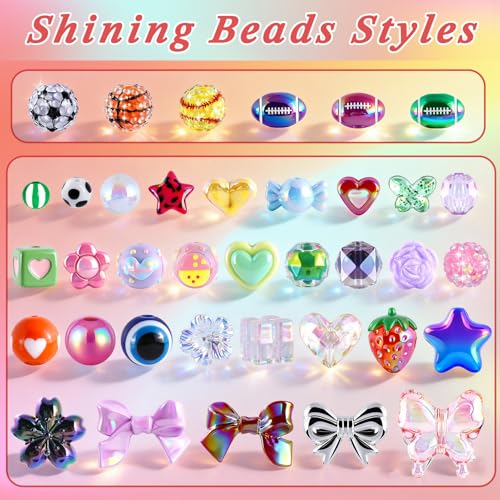 TOHONGADON 1812 Pcs Bead Keychain Making Kit, 7 Color Rainbow Beads Bag Charm Kit, Keychain Making Supplies with Beads, Great for Gifts, Festival, Party, Activity - color: 1812 Pcs Beads Keychain Kit