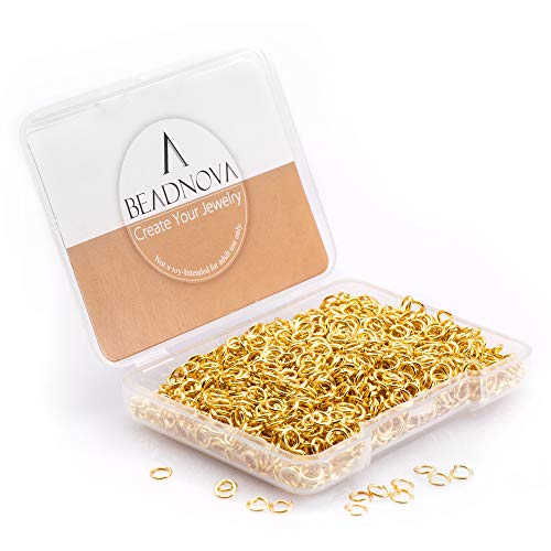 BEADNOVA 4mm Gold Jump Rings for Jewelry Making Open Jump Rings for Keychains and Necklace Repair (1200Pcs) - color: 1200pcs, size: 4mm