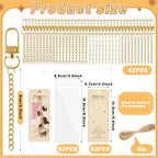 Wurosi 52 Set Lip Gloss Keychain Making Kit, Gold Keychain Clips Hooks with Extender Chain, Gift Bags, Thank You Cards, 5M Hemp Rope, for DIY Key Chain Making Crafts - color: 52 Set Keychain Making Kit