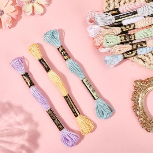 12 Skeins 105 Yards Variegated Embroidery Thread Embroidery Floss 6 Strands Macaron Friendship Bracelet String Cross Stitch Threads for Jewelry Making Bracelet Knitting Stitching DIY Supply - color: Candy Color