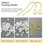 14K Gold Plated Earring Hooks, 500PCS Earring Findings for Jewelry Making Hypoallergenic Ear Wires Fish Hook for DIY Earrings Bulk Pack - color: A style-14K Gold Simple Earring Wire