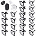 Hicarer 200 Pieces Stud Earring Kit, Including 50 Pieces 12 mm Stainless Steel Blank Stud 50 Rubber Back, 50 Pieces 12 mm Clear Glass Cabochons 50 Stainless Steel Earring Back for DIY Making (Black) - color: Clear
