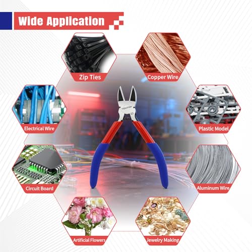 10 Pack 5" Small Wire Cutters - Side Cutter for Crafting Diagonal Cutting Pliers - Spring Loaded Wire Snips Dikes Clippers - Flush Cutters for Jewelry Making Artificial Flowers - size: 10 Pack