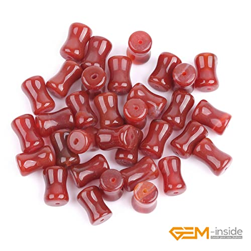 GEM-Inside 30Pcs 8x12mm Natural Red Agate Stone Plant Bamboo Knot Bone Charms Beads for Jewelry Making Power Energy Chakra Stone Beads - color: Dark Red Agate