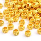 100pcs Bright Golden Rondelle Spacer Beads European Large Hole Tube Column Loose Accessories for DIY Bracelet Necklace Jewelry Making, Hole: 4.5 mm - color: Bright Golden