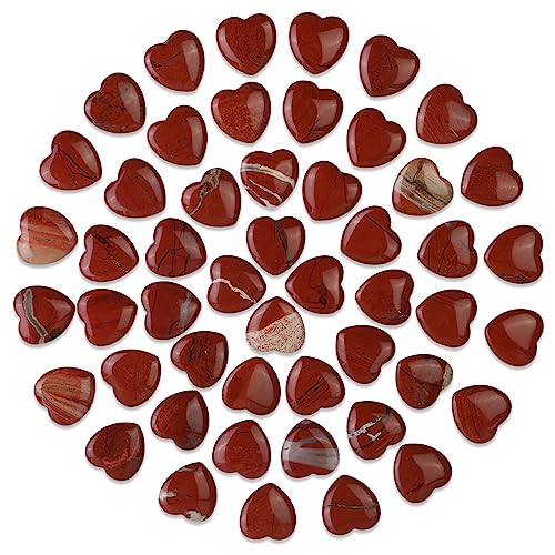 Gerrii 50 Pcs Heart Healing Stone Bulk Quartz Heart Inspirational Stones Gift for Women Love Pocket Polished Natural Energy Balancing Meditation 0.8 Inch(Red) - color: Red