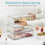 Vtopmart 12.1''W Clear Stackable Storage Drawers,4 Pack Acrylic Plastic Organizers Bins for Makeup Palettes, Cosmetics, and Beauty Supplies,Ideal for Vanity, Bathroom,Cabinet,Desk Organization - style: 4pack Wide