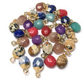 LE SKY 10 Pcs Natural Stone Pendants Mix Random Color Natural Semi Precious Stone Pendants Charms for Jewelry Making Jade Turquoise Agate Crystal Quartz Beads Bracelet Necklace Jewelry Findings