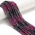 JM Design Natural Gradient Ruby & Sapphire Faceted Round Beads Size 3mm 15.5'' Strand for Jewelry Making
