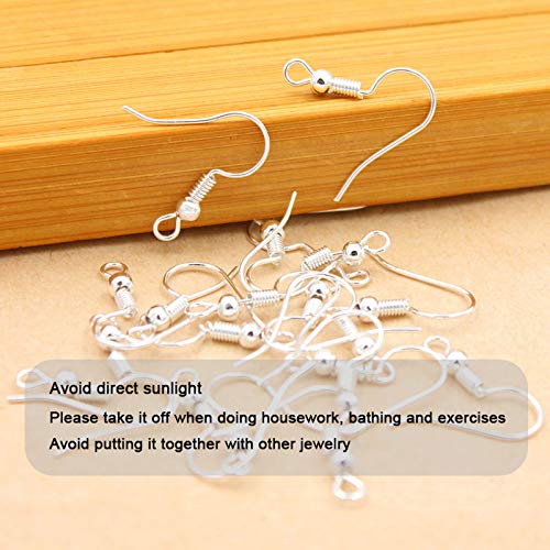 925 Sterling Silver Earring Hooks 150 PCS/75 Pairs,Ear Wires Fish Hooks,500pcs Hypoallergenic Earring Making kit with Jump Rings and Clear Silicone Backs Stoppers (Silver) - color: Silver, size: 500pcs