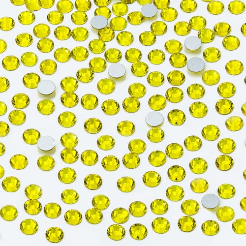 1440pcs SS16 4.0mm Citrine Yellow Flatback Rhinestones Bulk K9 Glass Lemon Yellow Gems Round Beads Stones Diamonds Nail Charms Jewels Nail Art Supplies Decor for Eyes Face Makeup Crafts DIY Tumblers - color: Citrine Yellow, size: Ss16