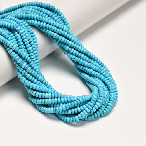 ICAI Beads Natural 2x4mm Rondelle Beads, Abacus Disk Stone Spacer Beads – Loose Natural Gemstone Beads for DIY Bracelet, Necklace, Jewelry Making (Blue Turquoise) - color: Blue Turquoise, size: 2x4