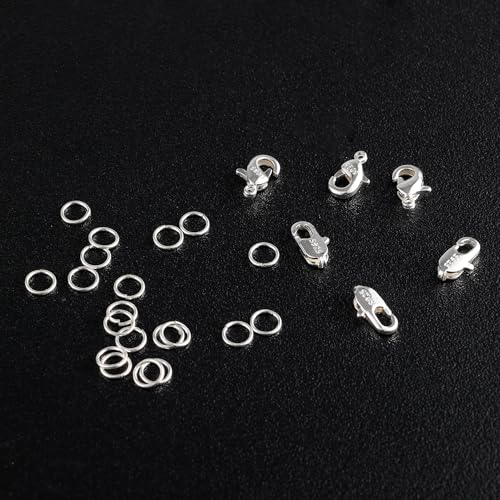 925 Sterling Silver Lobster Claw Clasps Set, Lobster Connector Clasp Closures with Open Jump Rings for Necklace Bracelet DIY Jewelry Finding Supplies (26pcs) - color: 26PcsA