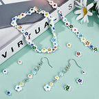 OLYCRAFT About 208~222 Pcs Handmade Flower Millefiori Lampwork Glass Beads 3 Styles White Glass Flower Beads Loose Mosaic Bead for Jewelry Bracelet Necklace Making and DIY Craft - color: Flower #1