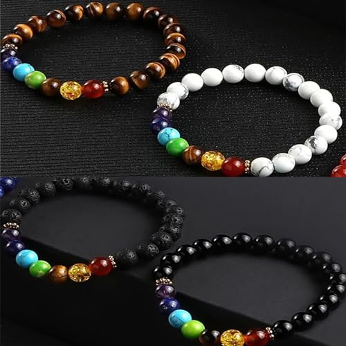 YouLuo Natural Stone Beads 100pcs 6mm Round Crystal Real Stone Beads Loose Gemstone Stone Beads 10 Colors Chakra Stones DIY Genuine Smooth Beads for Bracelet Necklace Jewelry Making (6mm Mixed)