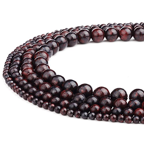 RUBYCA Natural Brecciated Jasper Gemstone Round Loose Beads Red for Jewelry Making 1 Strand - 6mm - color: Brecciated Jasper, size: 6 MM