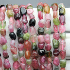 MJDCB Natural Irregular Shape Stone Beads 6-8mm Multicolor Tourmaline Gemstone Energy Cured for Jewelry Making Necklaces - color: Multicolor Tourmaline