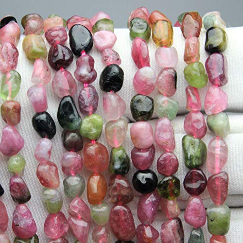 MJDCB Natural Irregular Shape Stone Beads 6-8mm Multicolor Tourmaline Gemstone Energy Cured for Jewelry Making Necklaces - color: Multicolor Tourmaline