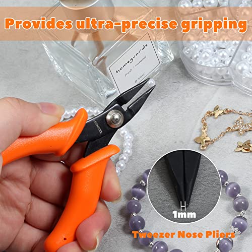 Mini Long Nose Pliers Tweezer Nose Pliers Specialty Pointed Nose 1mm Diameter Tip 4-Inch Precision Needle Nose Pliers Flat Smooth Jaw Jewellery Making Tool - style: Mini Long Nose Pliers