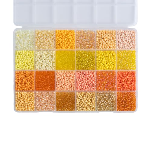 Yellow Colors 3mm Seed Beads, 5200Pcs Glass Seed Beads Kit with Storage Box for DIY Necklace Bracelet Crafts - color: Yellow